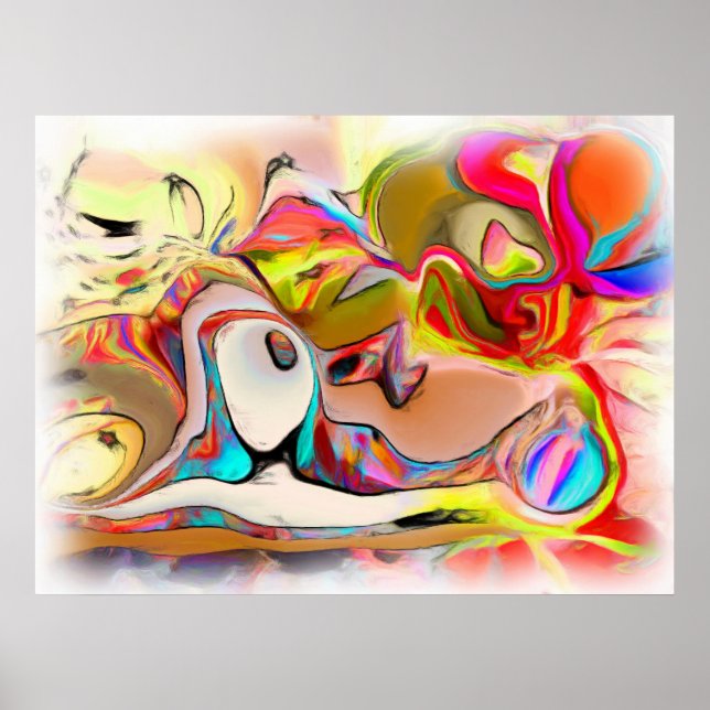 Enjoying an afternoon with balloons poster (Front)