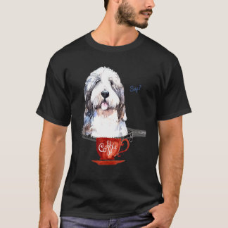 Enjoying Coffee With Bearded Collie T-Shirt