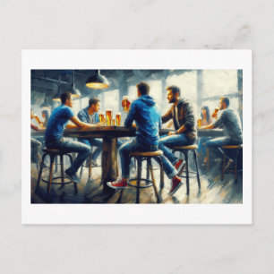 Enjoying Drinks At A Bar,  Postcard