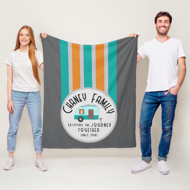 Enjoying Life Together Retro Camper Fleece Blanket (In Situ)
