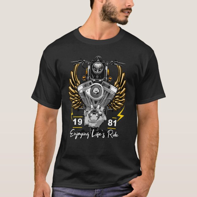 Enjoying life's ride 1981 Motorcyclist 41th Birthd T-Shirt (Front)