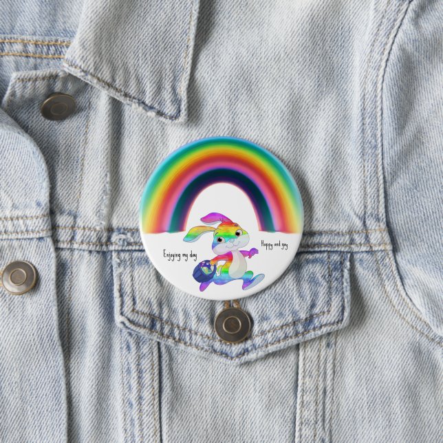 Enjoying my Day Rainbow 3 Inch Round Button (In Situ)