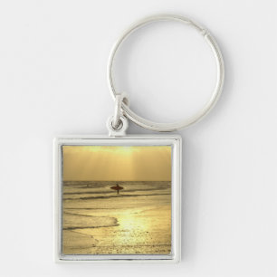 Enjoying the Beach at Sunset Keychain