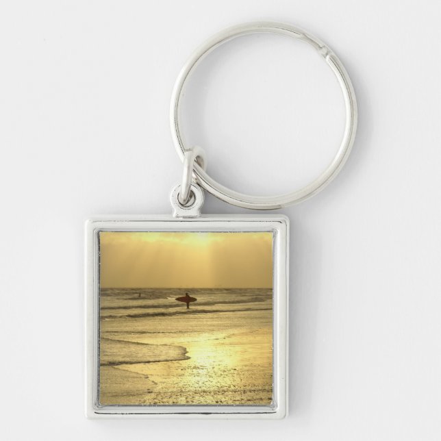 Enjoying the Beach at Sunset Keychain (Front)