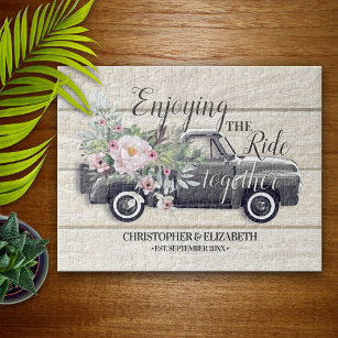 Enjoying the Ride Pink Floral Personalized Jigsaw Puzzle