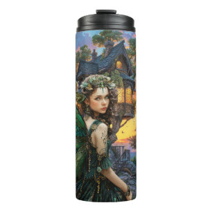 Enjoying The Sunset Outside Her Home Thermal Tumbler