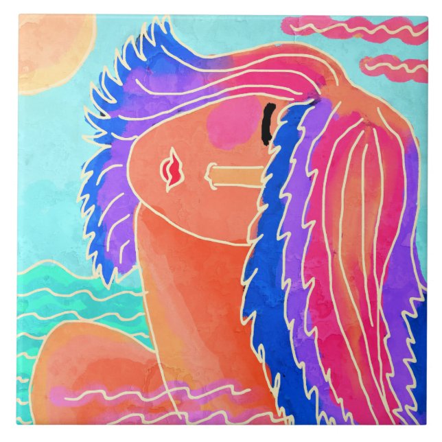 Enjoying the Sunshine Abstract Digital Painting Tile (Front)