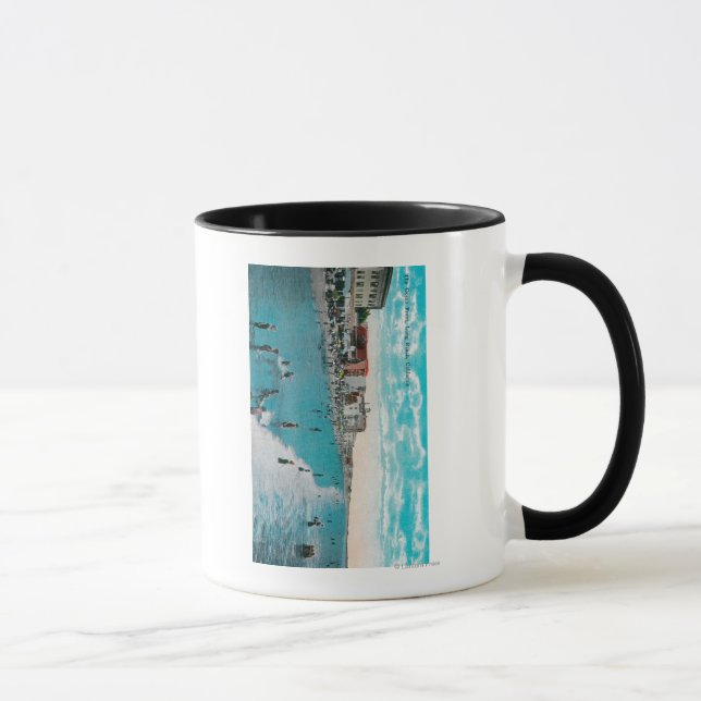 Enjoying Waves at Ocean BeachLong Beach, CA Mug (Right)