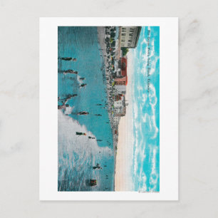 Enjoying Waves at Ocean BeachLong Beach, CA Postcard