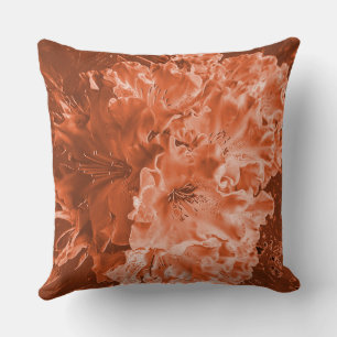 Enlarged flower with slight relief, brown salmon   throw pillow