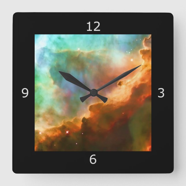 Enlarged Region of The Omega Nebula Square Wall Clock (Front)