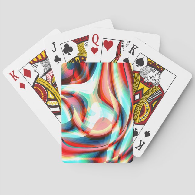 Enlarging curved red strokes, superimposed stripes playing cards (Back)