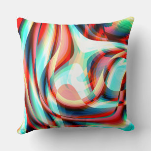 Enlarging curved red strokes, superimposed stripes throw pillow