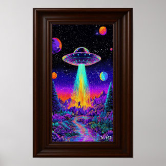 Enlèvement par UFO Néon – Impression d'art spatial