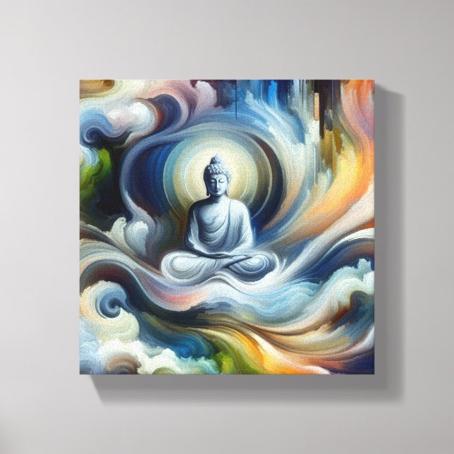 🌟 Enlightened Beauty: Lord Buddha Abstract Painti Canvas Print (Front)