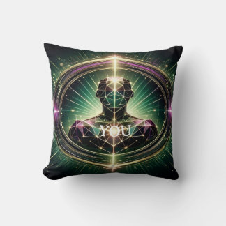 Enlightened Geometric Human" Throw Pillow