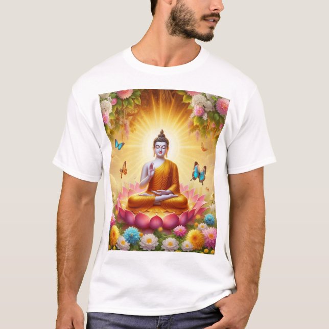 Enlightened Serenity: Lord Buddha Wallpaper T-Shirt (Front)
