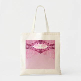 Enlightening pink damask and floral gift tote bag