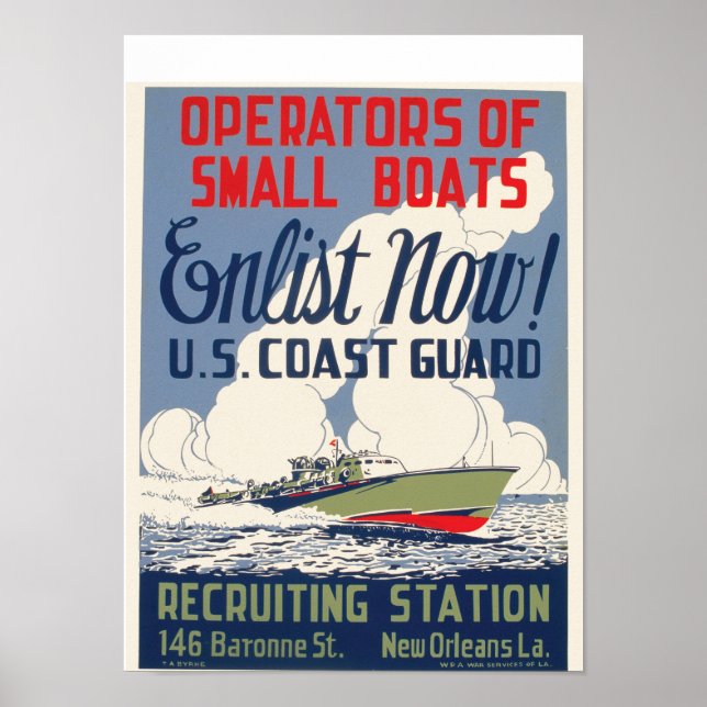 Enlist Now! U.S. Coast Guard Poster (Front)