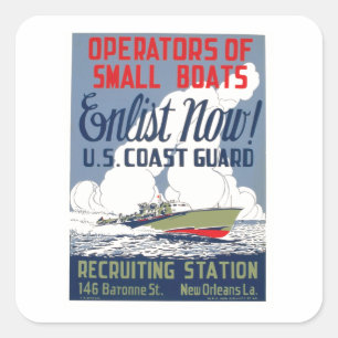Enlist Now! U.S. Coast Guard Square Sticker