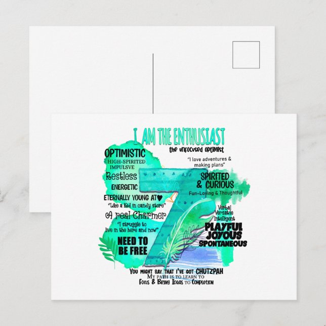 Enneagram Type 7 - I Am The Enthusiast Postcard (Front/Back)