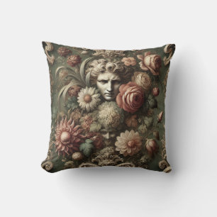 Ennui Elegance – Gothic Baroque Floral Pattern Throw Pillow
