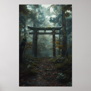 Enormous Ancient Torii Gate Standing Tall Poster