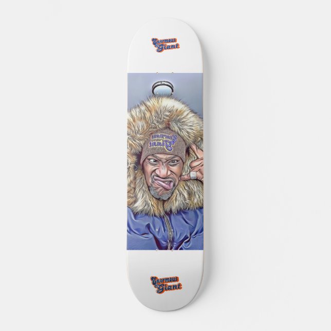 Enormous Giant Silly face Fur coat Skateboard (Front)
