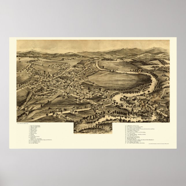 Enosburg Falls, VT Panoramic Map - 1892 Poster (Front)