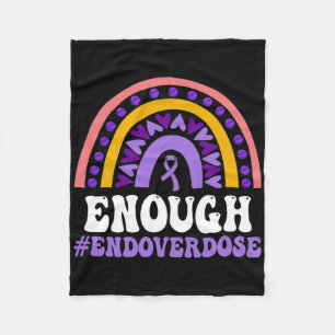 Enough Overdose Pruple Ribbon Opioid Overdose Awar Fleece Blanket