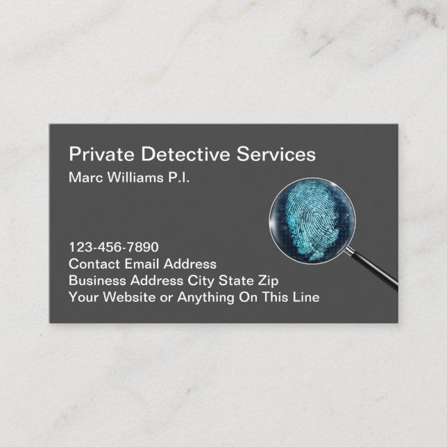 Enquêteur Privé Et Cartes de visite De Sécurité (Devant)