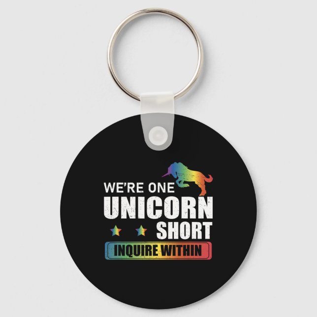 Enquire Within Funny Polyamory Unicorn Hunting A P Keychain (Front)