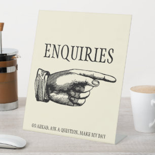Enquiries- Vintage Victorian Pointing Finger Pedestal Sign