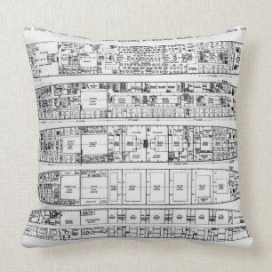Enquiry in the Loss of the Titanic: Cross sections Throw Pillow