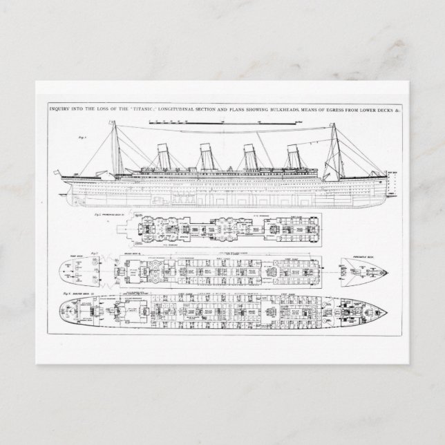 Enquiry into the Loss of the Titanic: Cross sectio Postcard (Front)