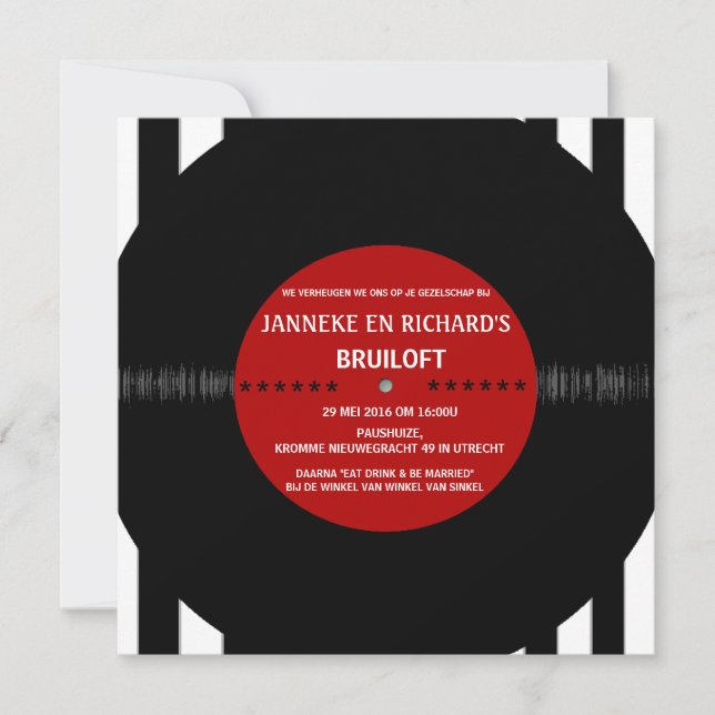 Enregistrement de vinyle rétro | Faire-part de mar (Devant)
