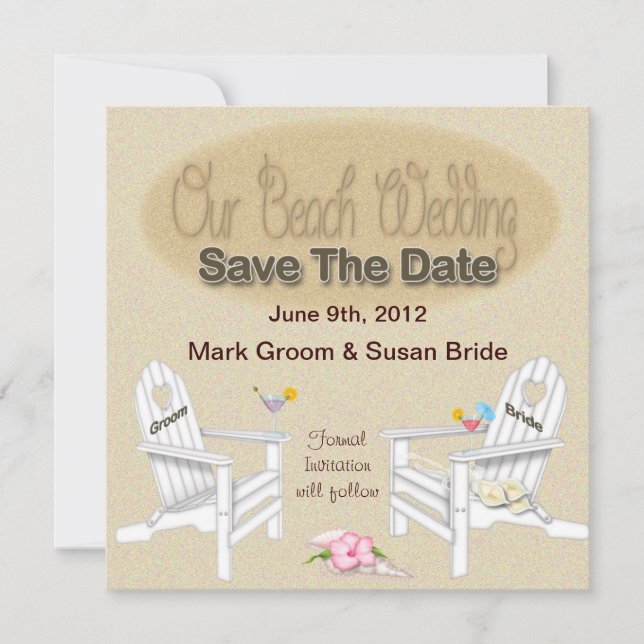 ENREGISTRER LA CARTE DE DATE - MARIAGE DE PLAGE (Devant)