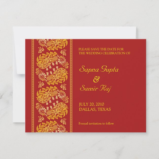 Enregistrer La Carte De Style Indien Date (Devant)