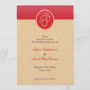 Enregistrer la carte plat de style indien Date