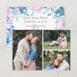 Enregistrer La Date Aquarelle Florale 3 Cartes pho
