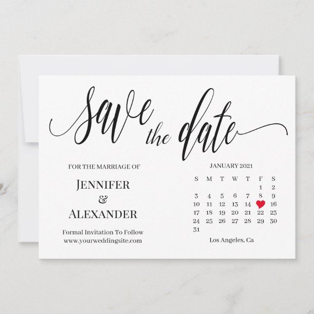 Enregistrer la date avec la carte de calendrier (Devant)
