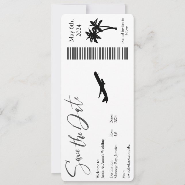 Enregistrer la date - Carte d'embarquement (Devant)