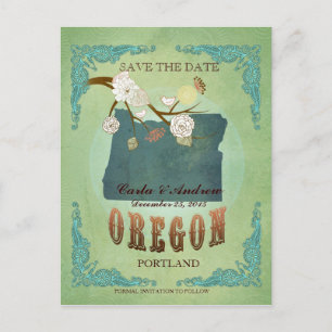 Enregistrer La Date - Carte Oregon Avec De Beaux O