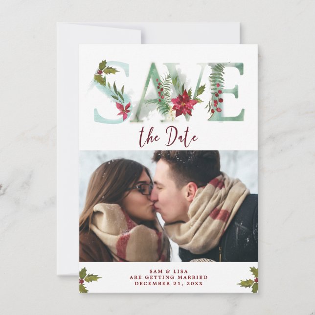 enregistrer la date carte photo férié de noël (Devant)