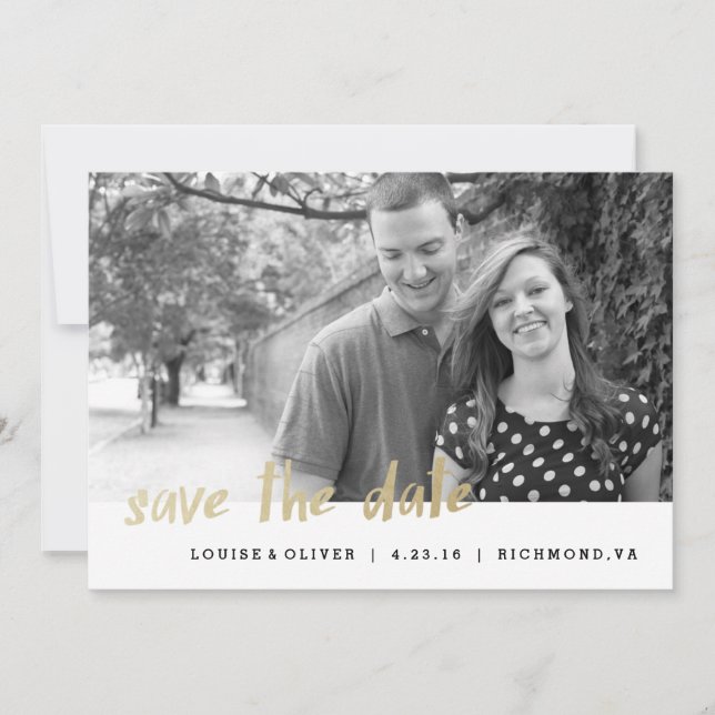 Enregistrer la date Carte photo Gold Foil Hipster (Devant)