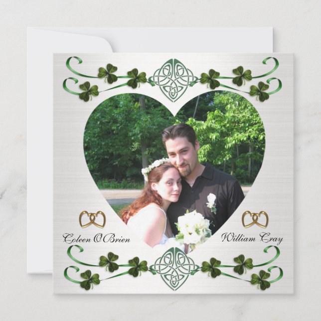 Enregistrer la date carte photo mariage irlandais  (Devant)