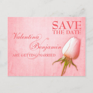 Enregistrer la date carte postale simple rose rose