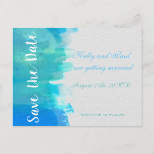 ENREGISTRER LA DATE Carte postale Watercolor Blue 