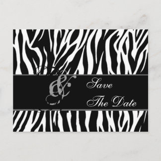 Enregistrer la date carte postale Zebra Black Whit