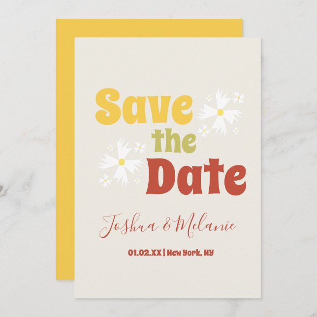 Enregistrer la date Daisy Super Floral Invitation (Devant / Derrière)